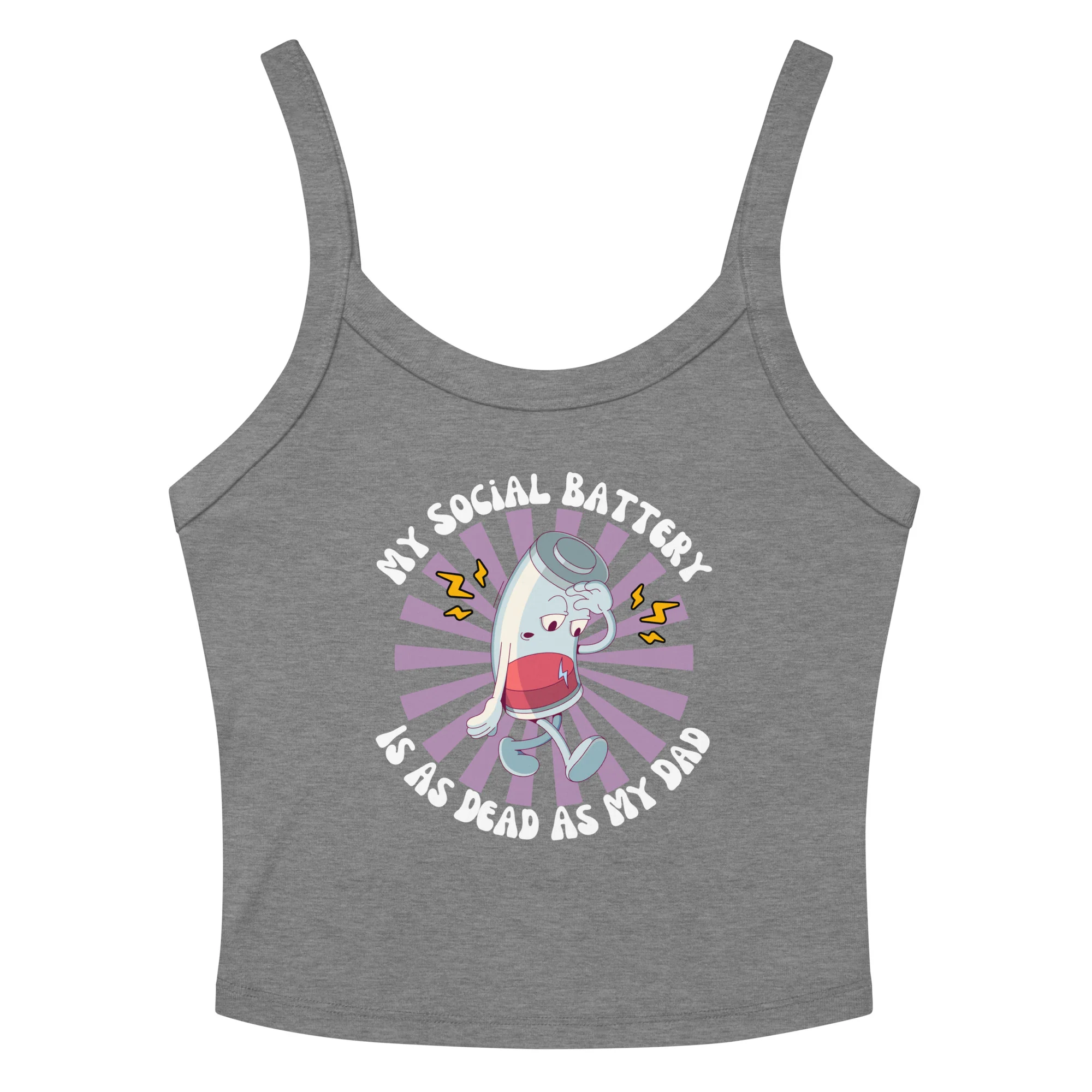 My Social Battery Is As Dead As My Dad Crop Tank Top - Image 3