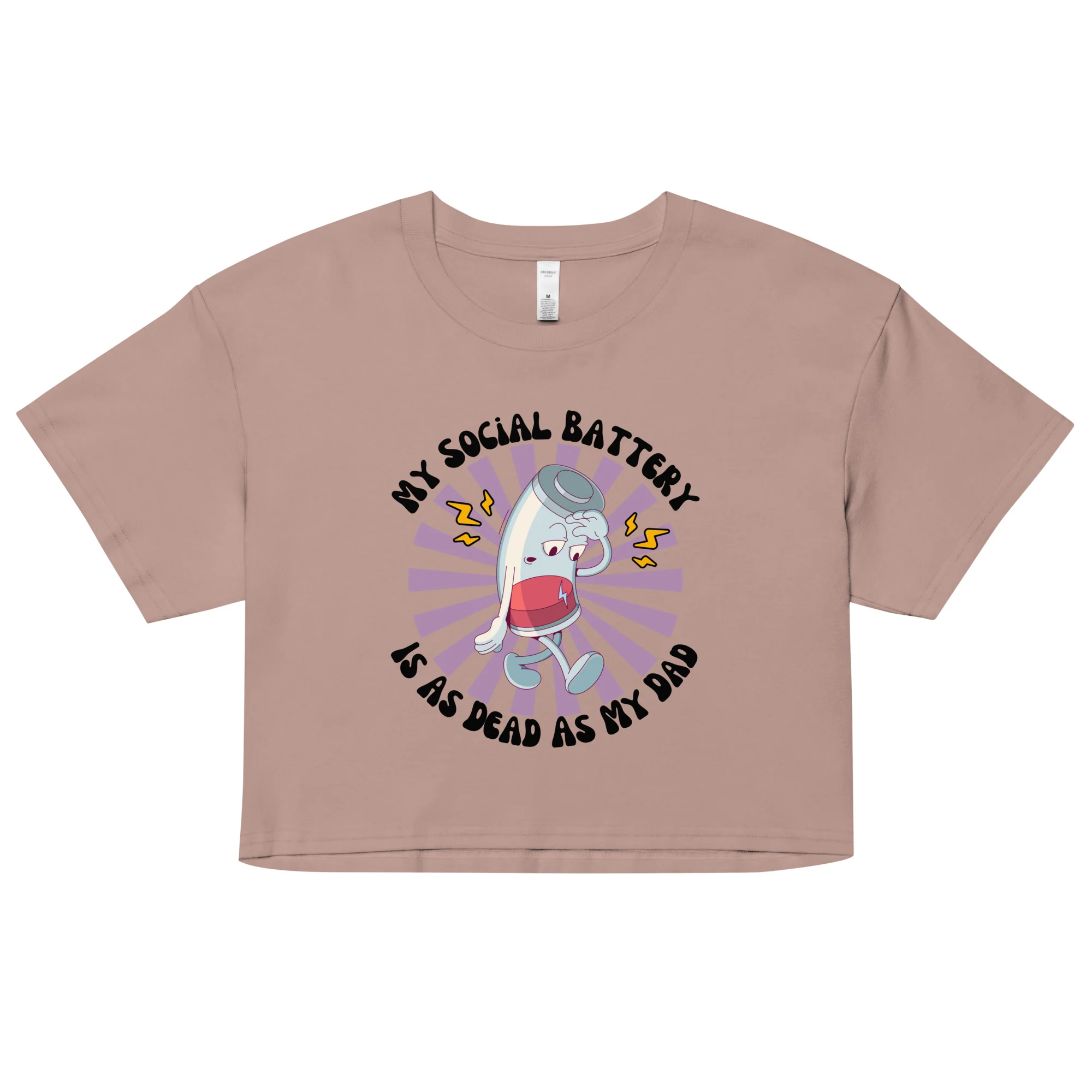 My Social Battery Is As Dead As My Dad Crop Top - Image 3