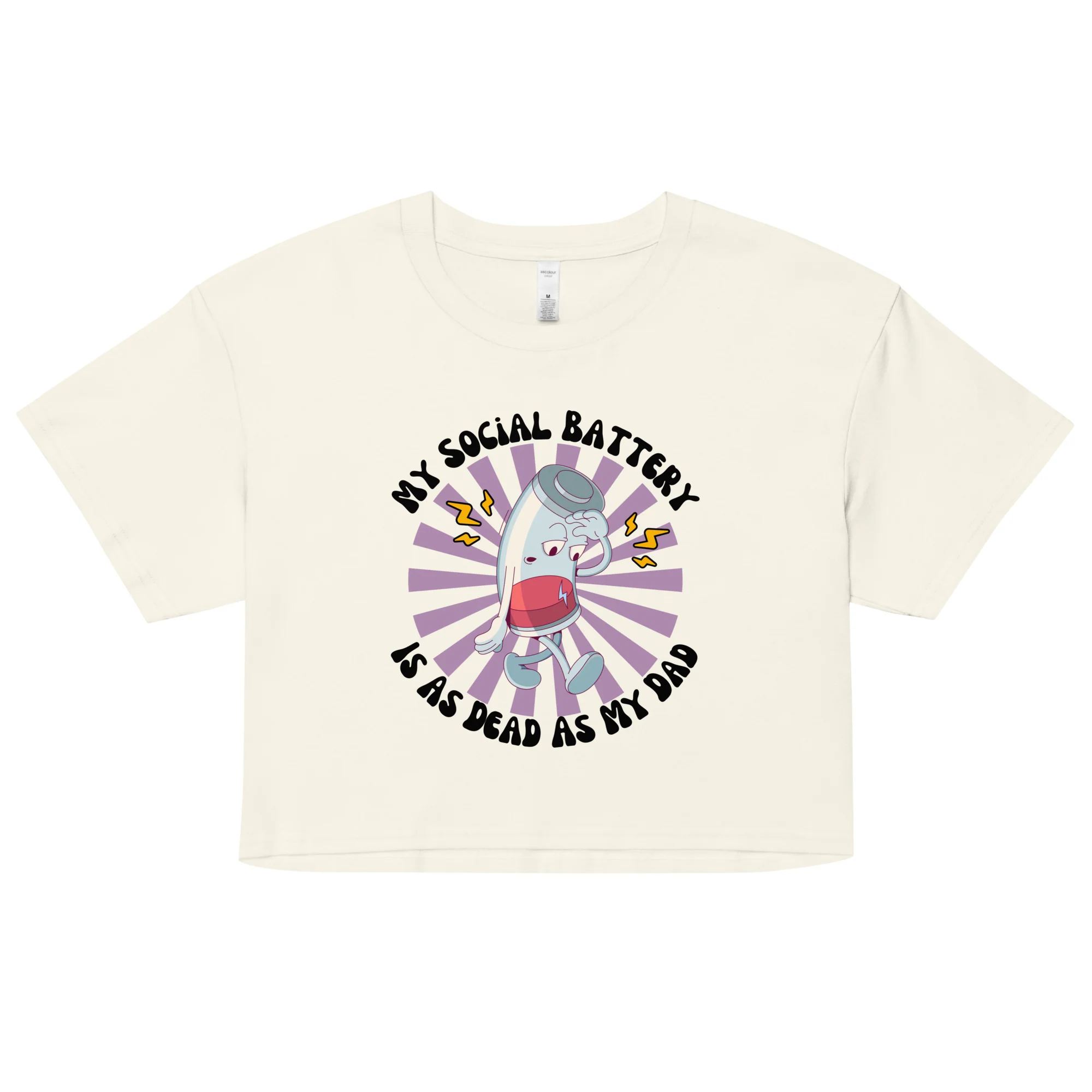 My Social Battery Is As Dead As My Dad Crop Top - Image 7