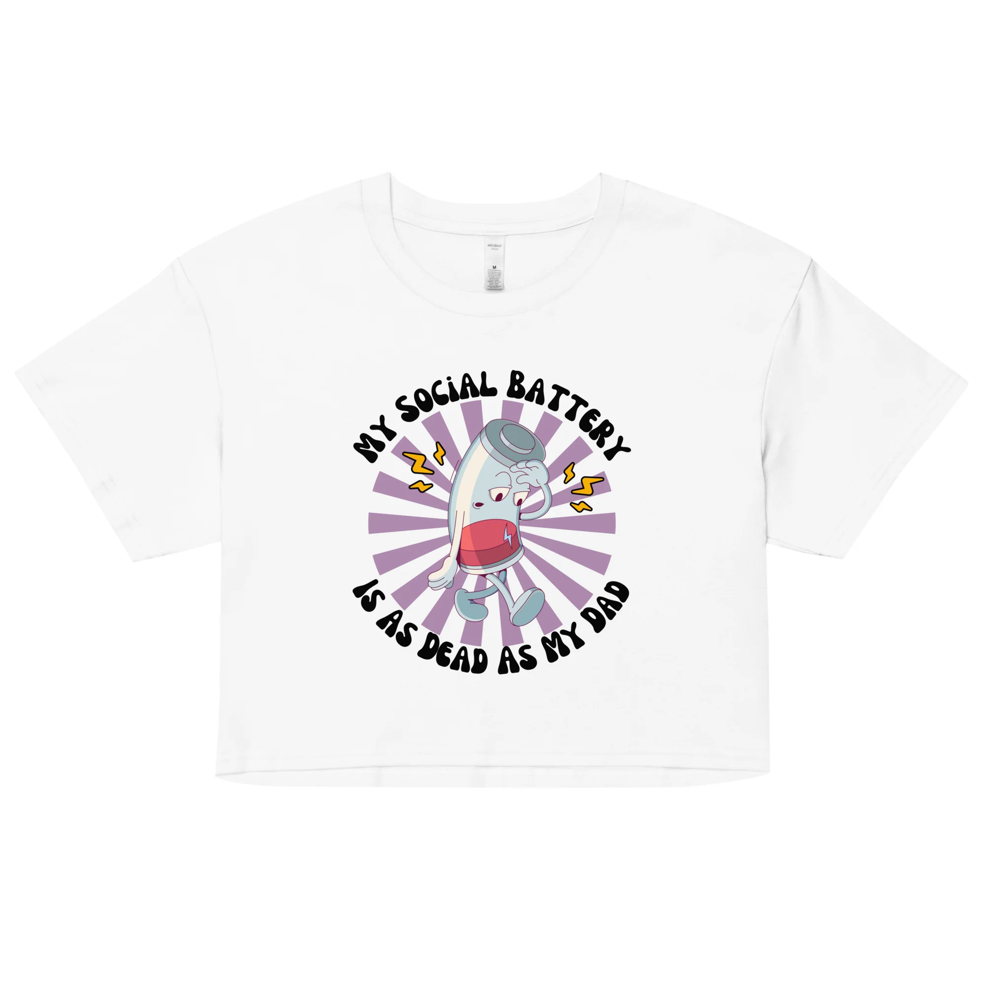My Social Battery Is As Dead As My Dad Crop Top - Image 9